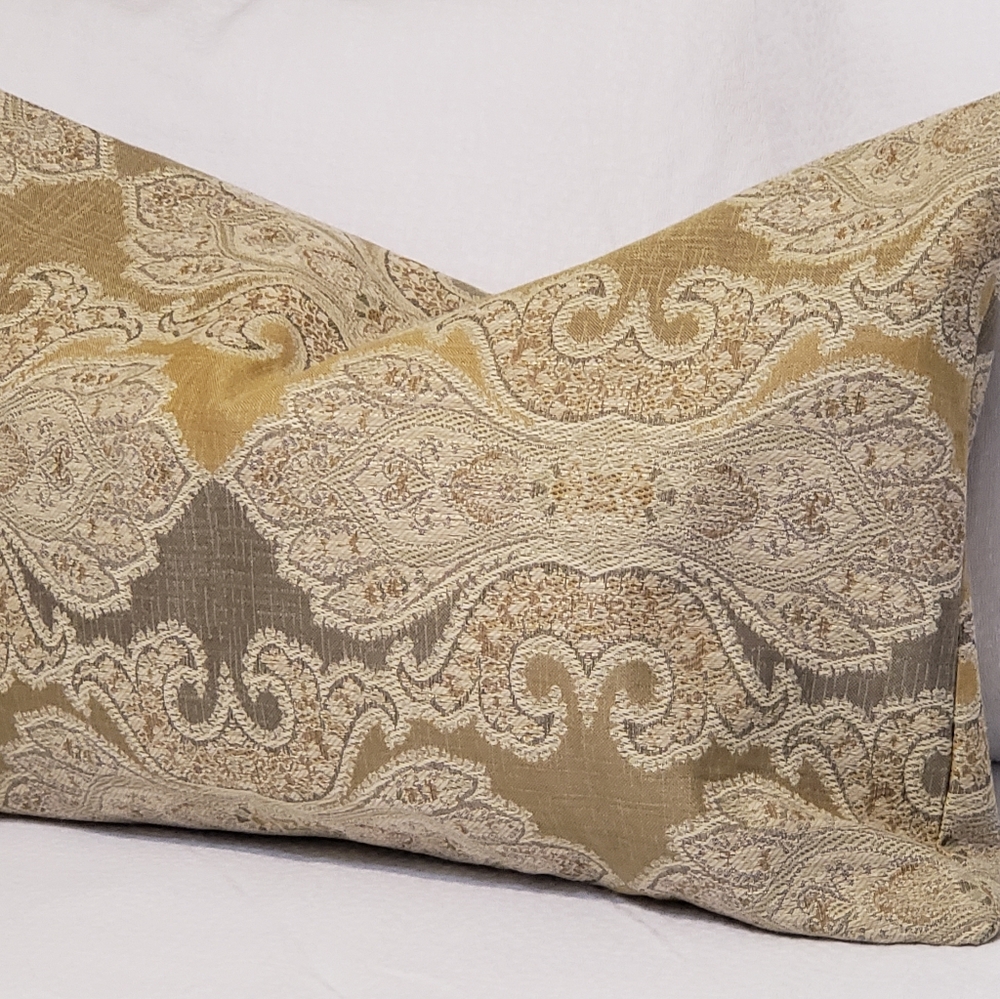 Gray Upholstery Accent Throw Pillow Covers Elegant Print Lumbar size 16"×26"